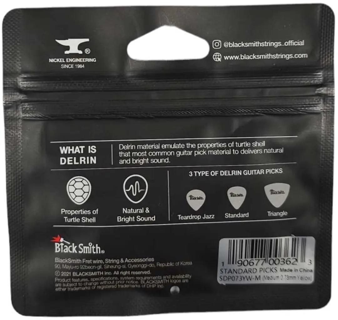 Blacksmith SDP073YW-M Plectrums 0.73mm - Geel 12 Stuks - afbeelding 2 van 3