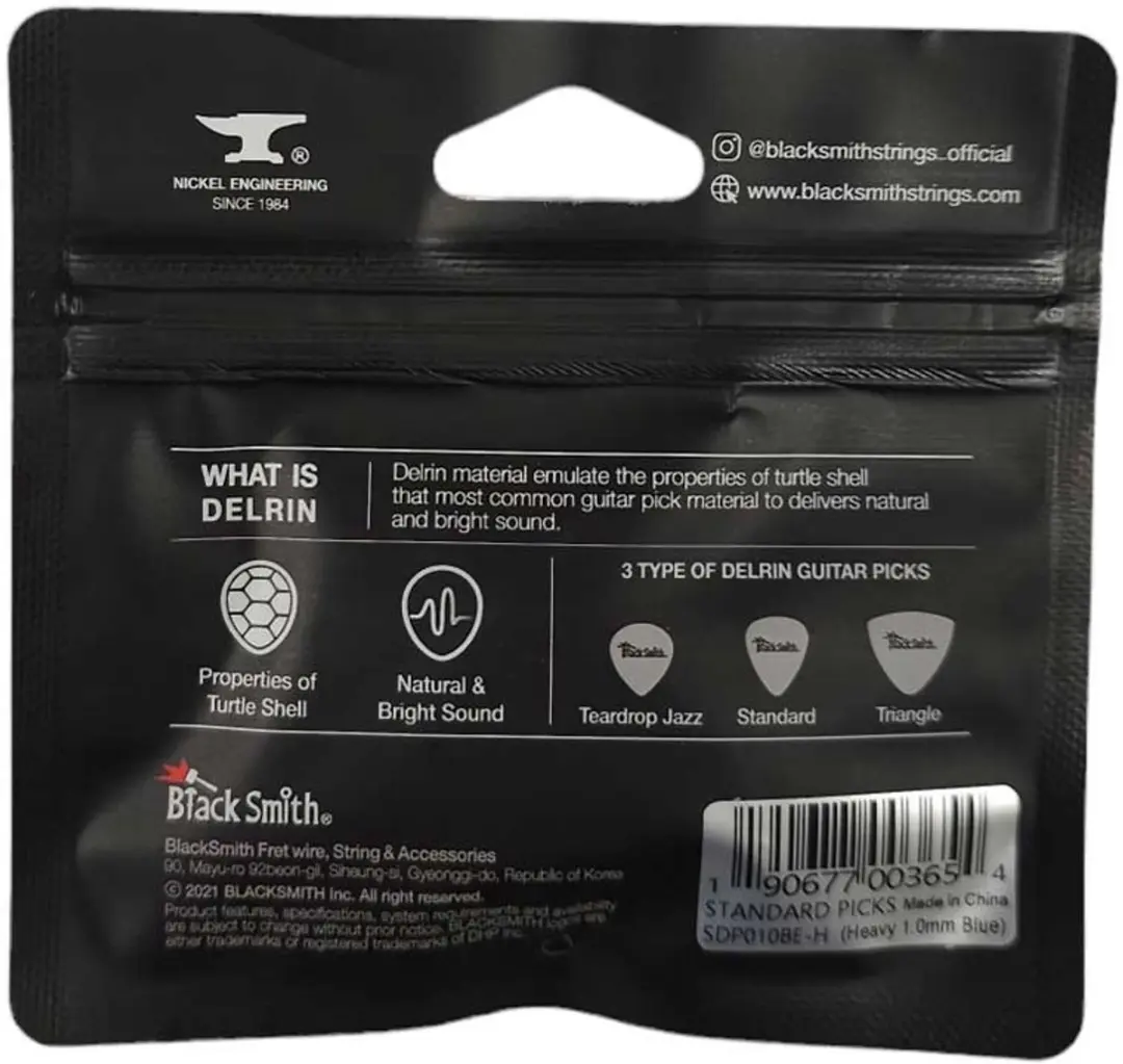 Blacksmith SDP010BE-H Plectrums 1.0mm - Blauw 12 Stuks - afbeelding 2 van 3