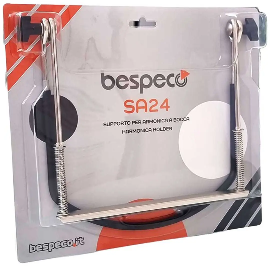 Bespeco SA24 Mondharmonicahouder - Chrome/Zwart - afbeelding 2 van 3