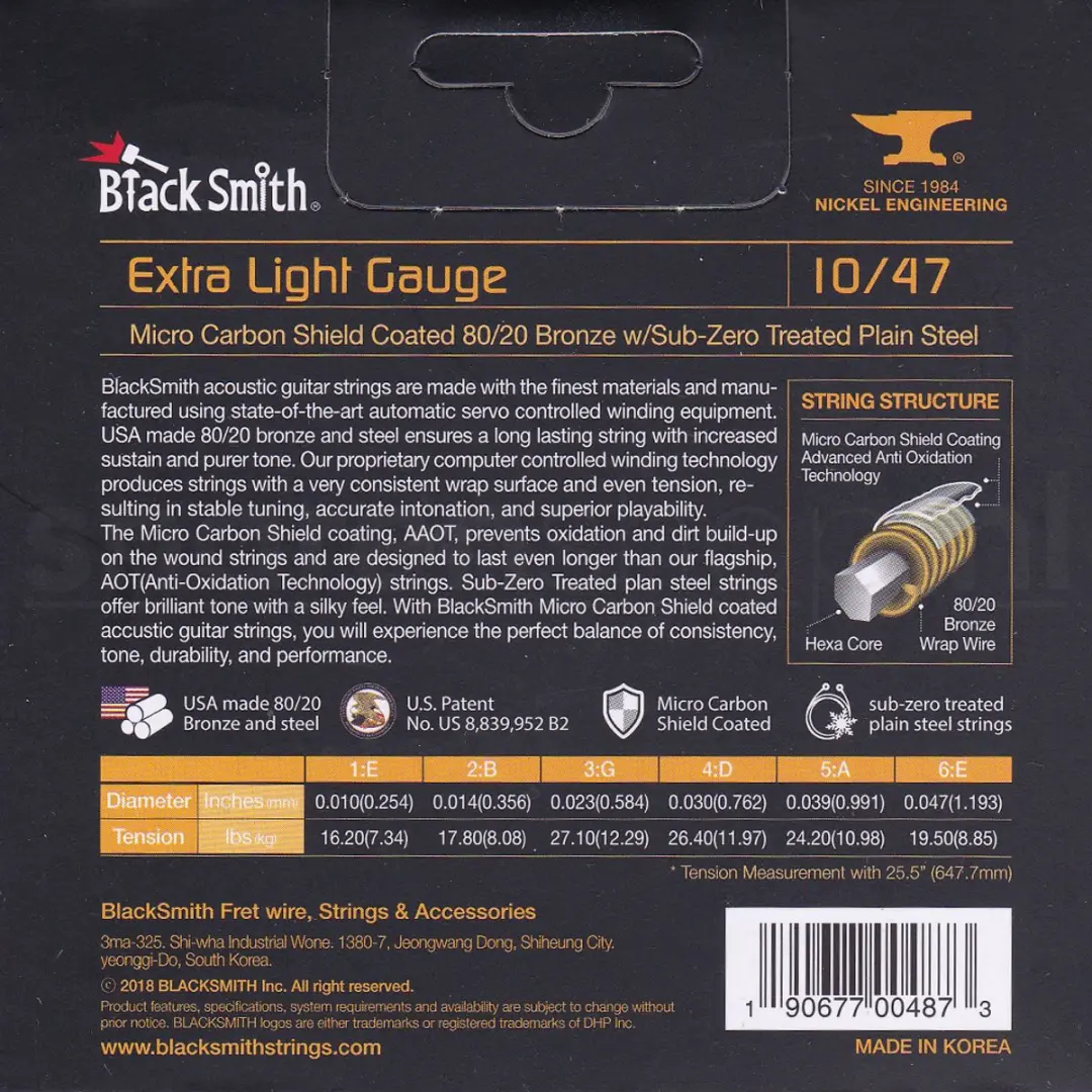 Blacksmith AABR-1047 Snaren Akoestische Gitaar - Extra Light - Brons - afbeelding 2 van 2