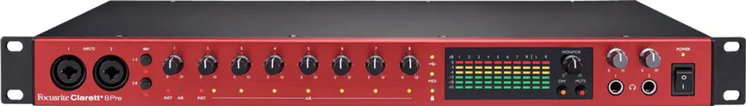Focusrite Clarett+ 8Pre Audio Interface - Rood - afbeelding 4 van 6
