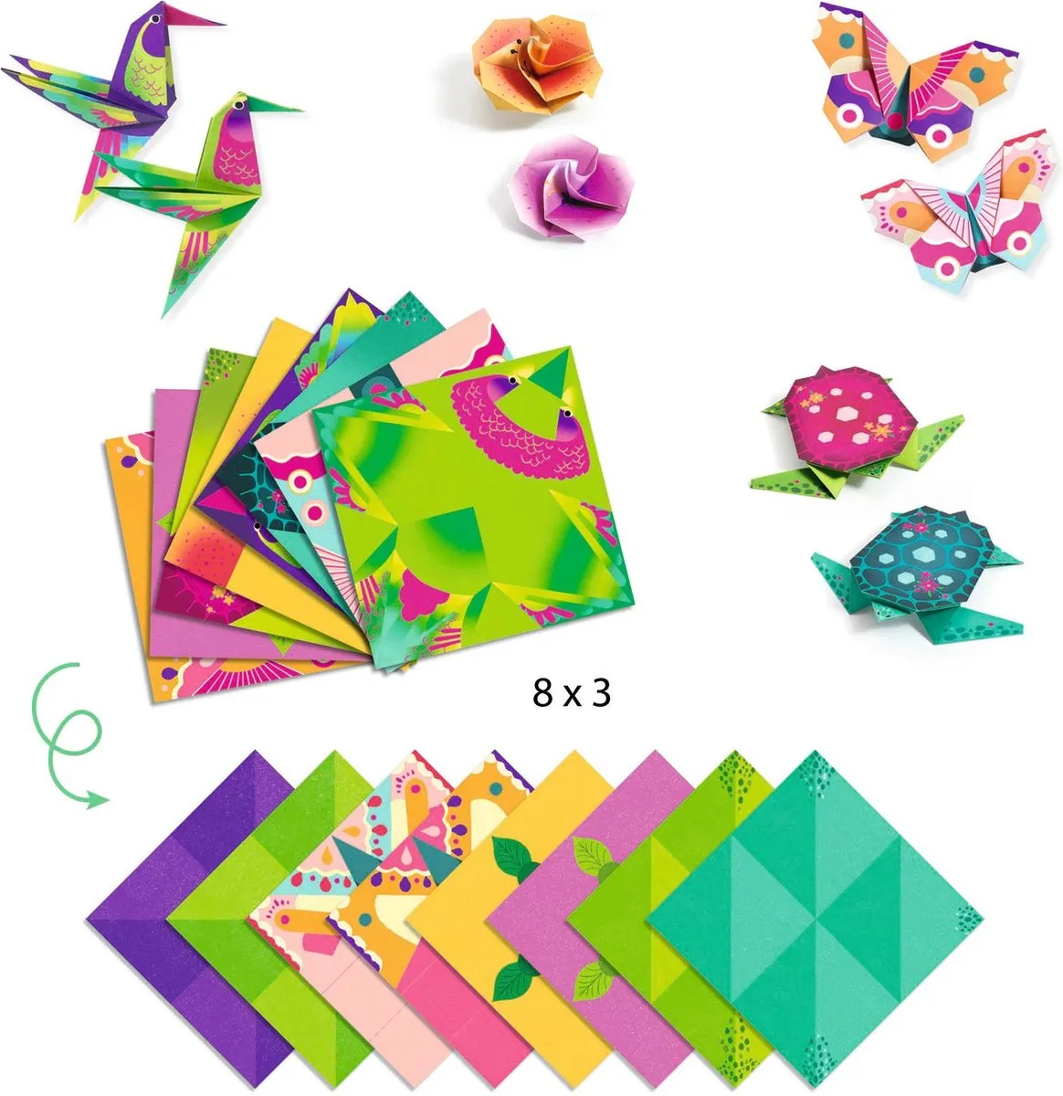 Djeco Origami Tropische Dieren Knutselset - 24 Stuks