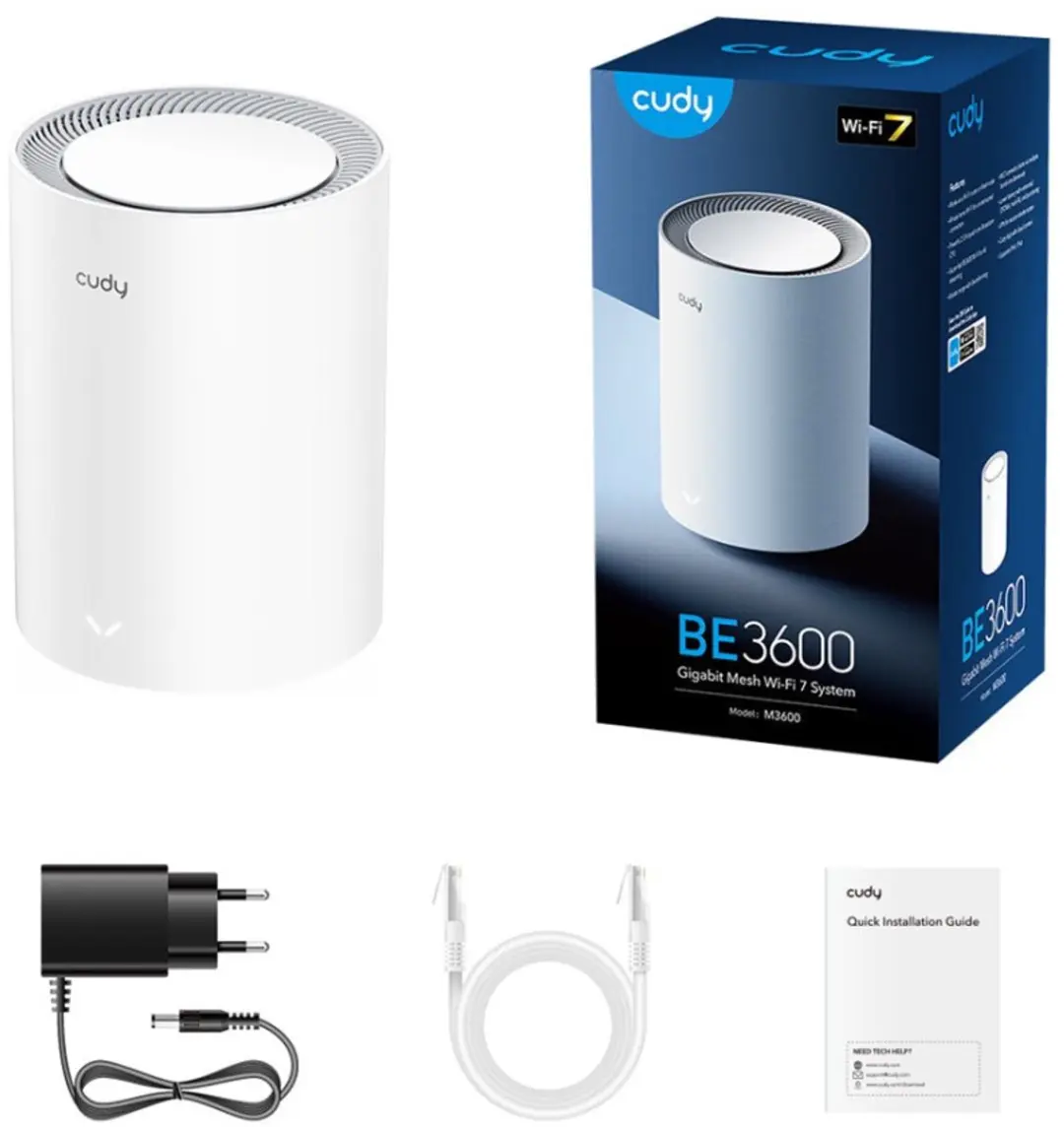 Cudy BE3600 Wi-Fi 7 Router - 3.6 Gbps - Wit - afbeelding 3 van 6