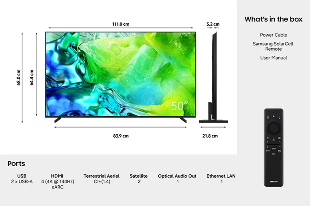 Samsung Neo QLED QN80H 50" 4K Smart TV - Zwart/Titanium - afbeelding 4 van 6