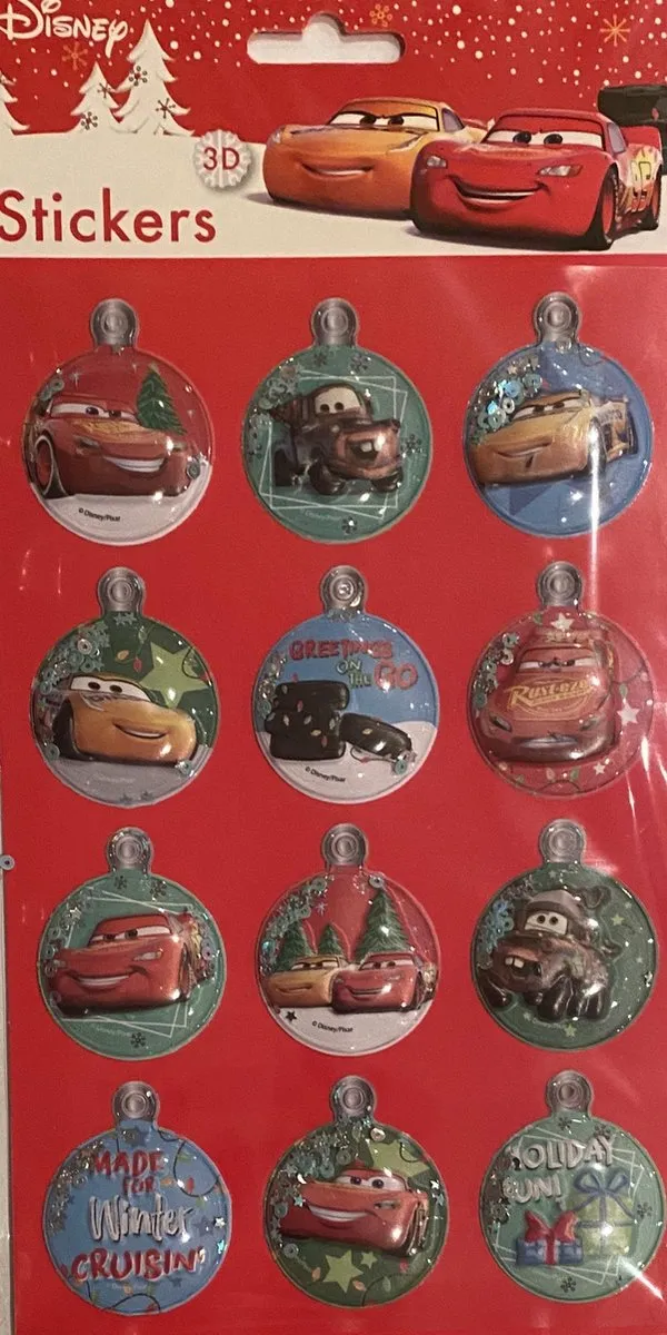 Disney Cars 3D Kerststickers