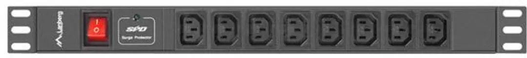 Lanberg Stroomstrip Rack 1U 8x IEC C13 4000W - Zwart - afbeelding 6 van 6