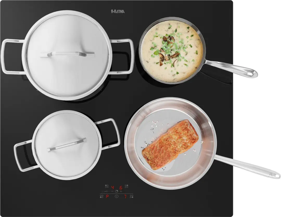Etna KIV360ZWA Vrijstaande Inductiekookplaat 60cm - 4 Zones - 7,6kW - Zwart
