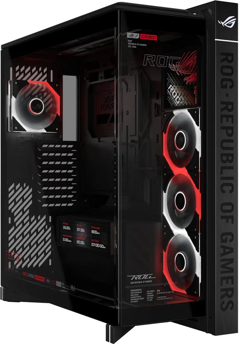 ASUS ROG Cronox GR801 Behuizing - LCD & ARGB - Zwart