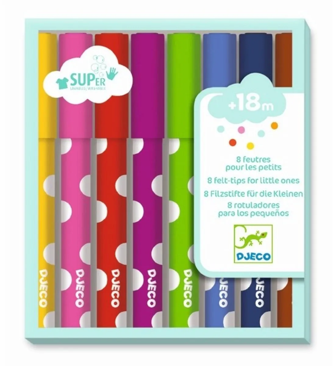 Djeco Uitwasbare Viltstiften Set 8 Pastels
