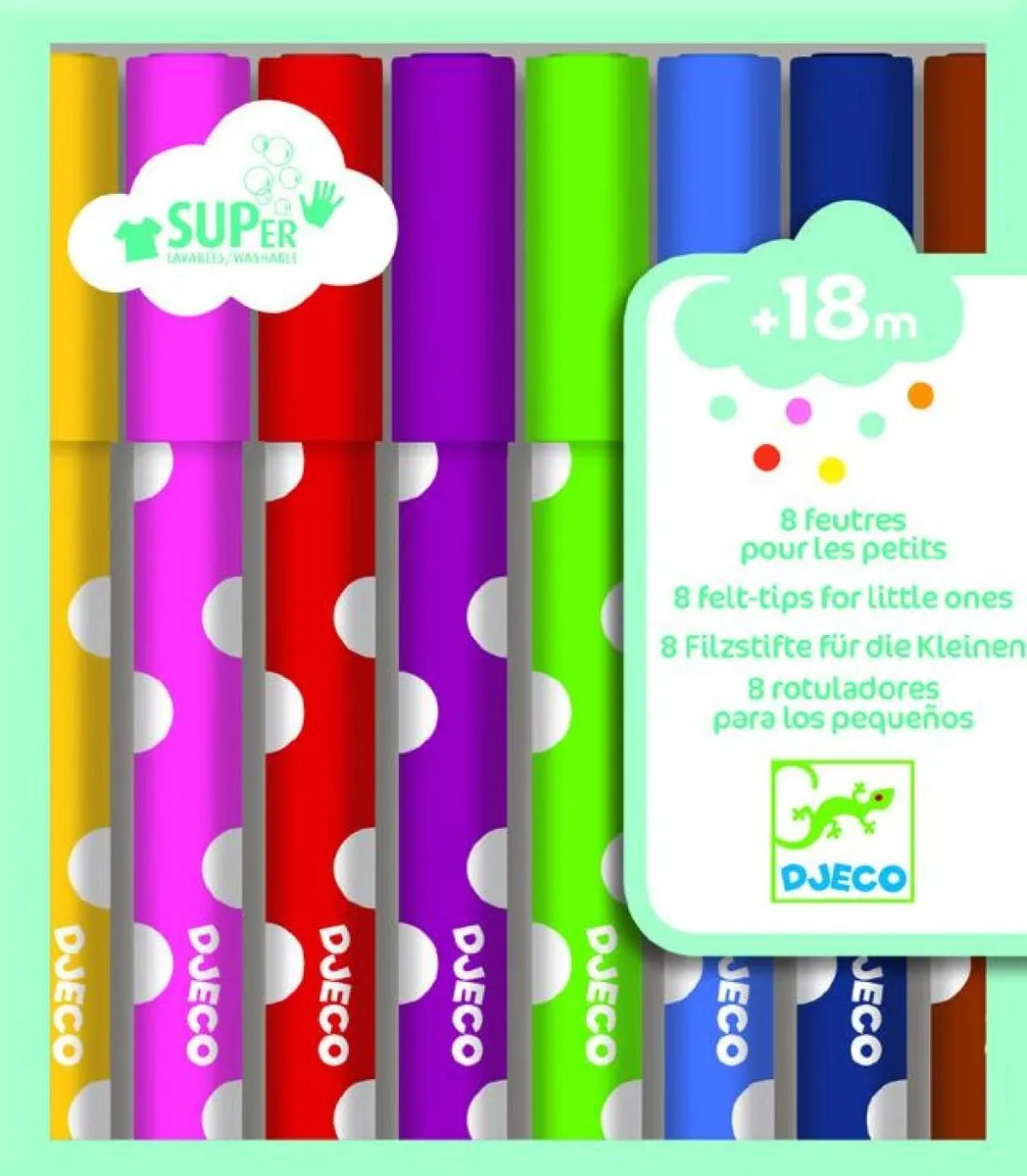 Djeco Uitwasbare Viltstiften Set 8 Pastels
