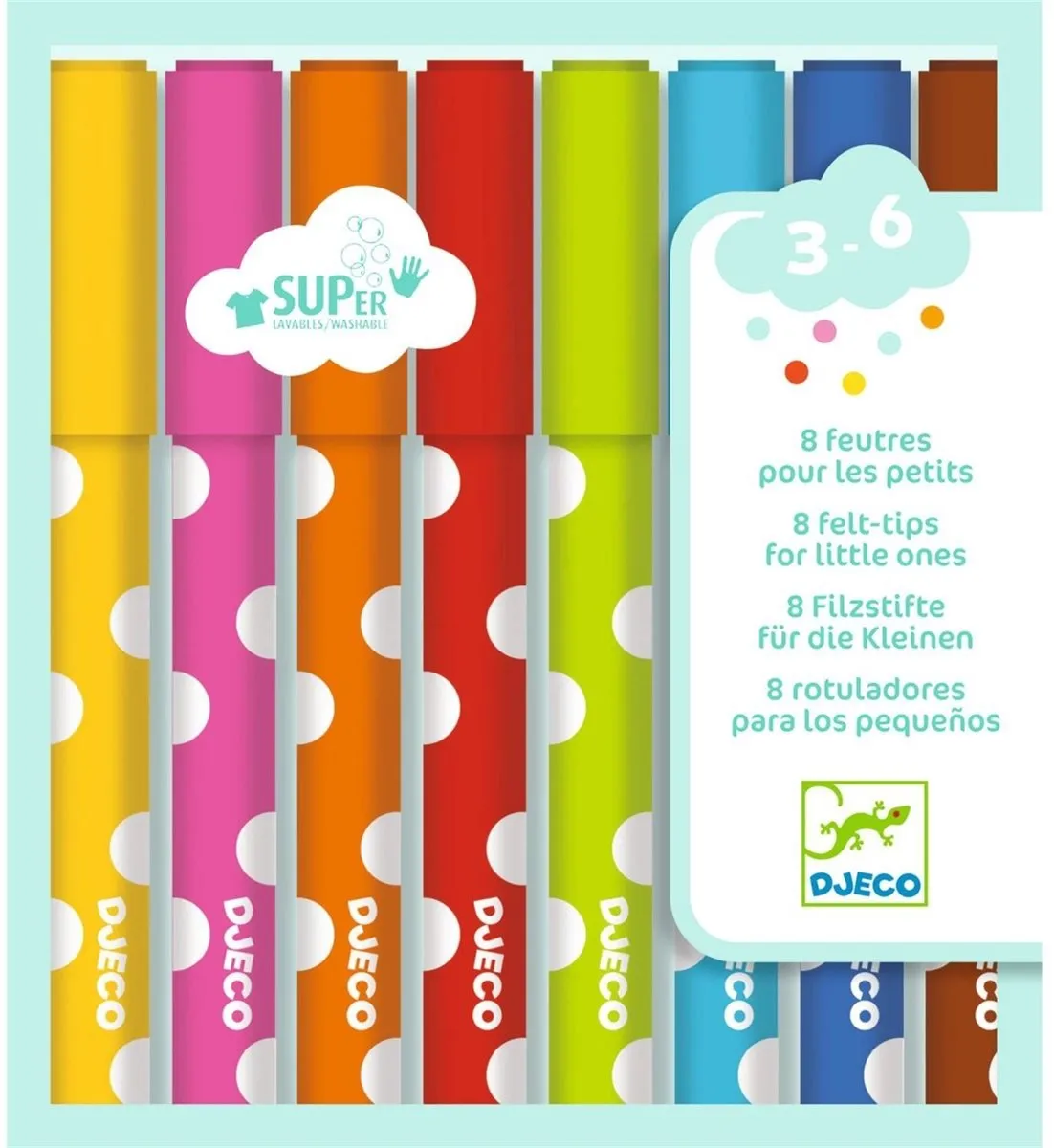Djeco Uitwasbare Viltstiften Set 8 Pastels