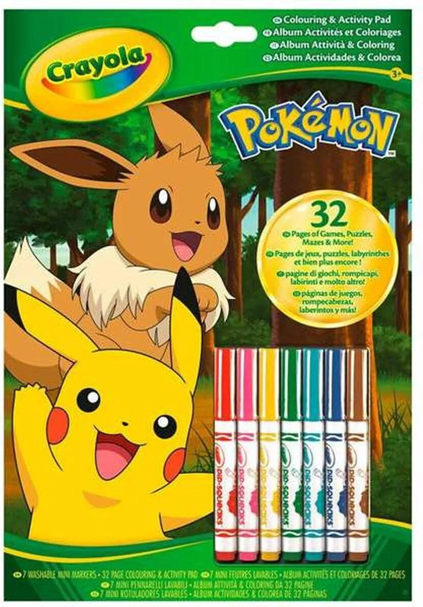 Crayola Pokémon Kleurboek - Veelkleurig - 32 Pagina's - 7 Stiften