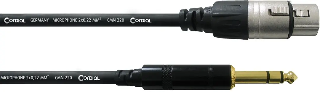 Cordial Essentials XLR V naar Jack 6,3mm TRS Kabel - 3m - Zwart - afbeelding 3 van 6