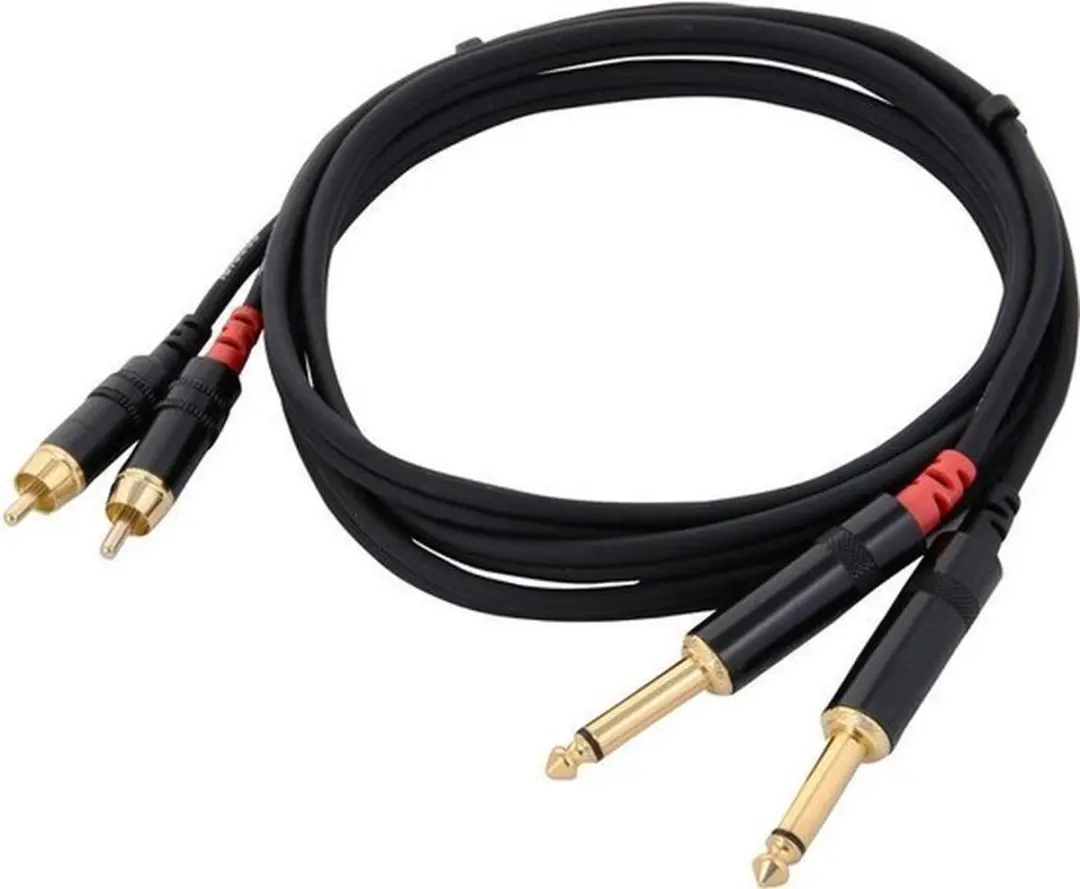 Cordial CFU PC Audiokabel 2x Jack 6.3mm naar 2x Cinch RCA 1.5m - Zwart - afbeelding 3 van 3