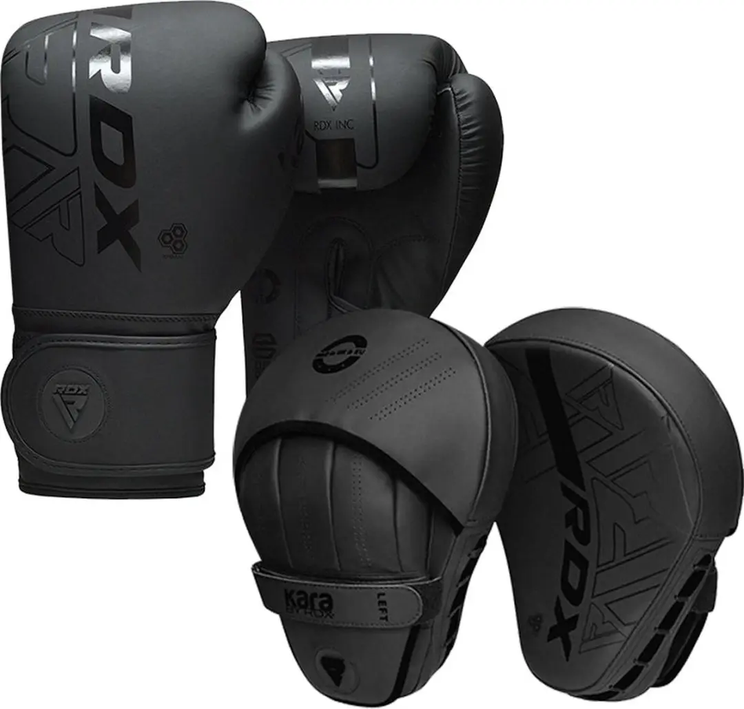 RDX Sports F6 Kara Bokshandschoenen Training 12 oz & Bokspads Matzwart