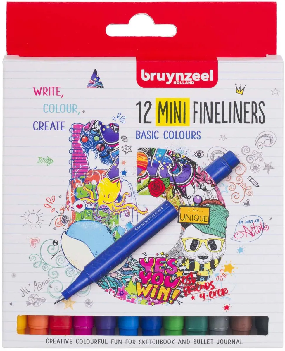 BRUYNZEEL 12 Mini Fineliners - 12 Kleuren Ø8mm