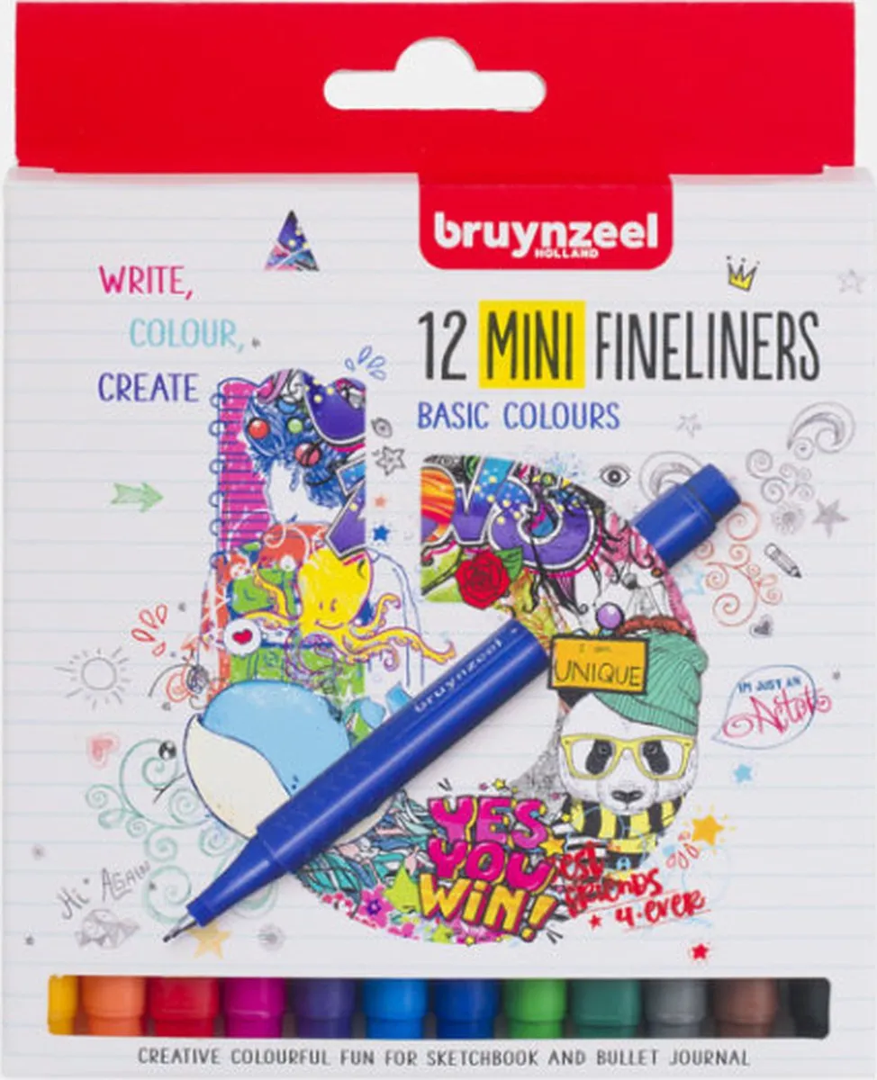 BRUYNZEEL 12 Mini Fineliners - 12 Kleuren Ø8mm