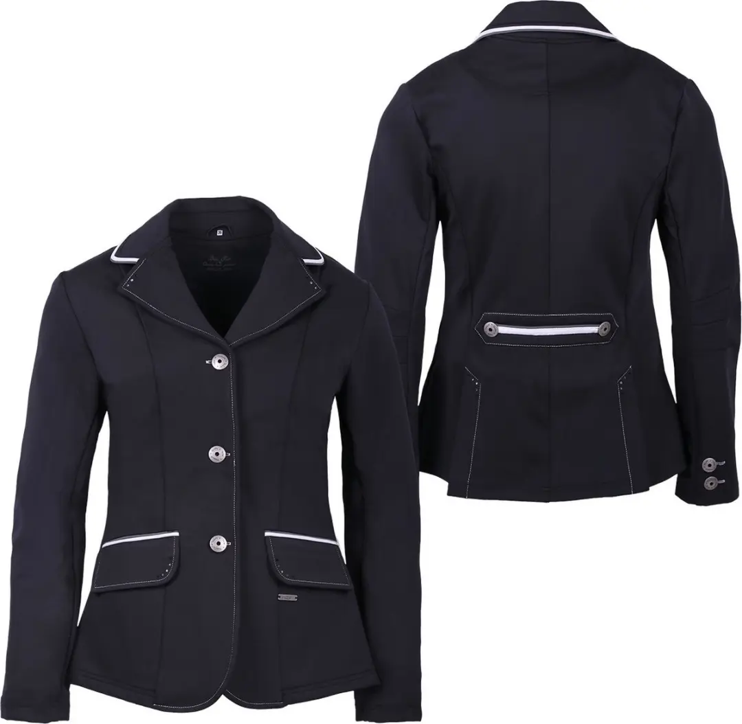 QHP Wedstrijdjas Coco Kids 164 - Zwart/Grijs/Wit - afbeelding 6 van 6