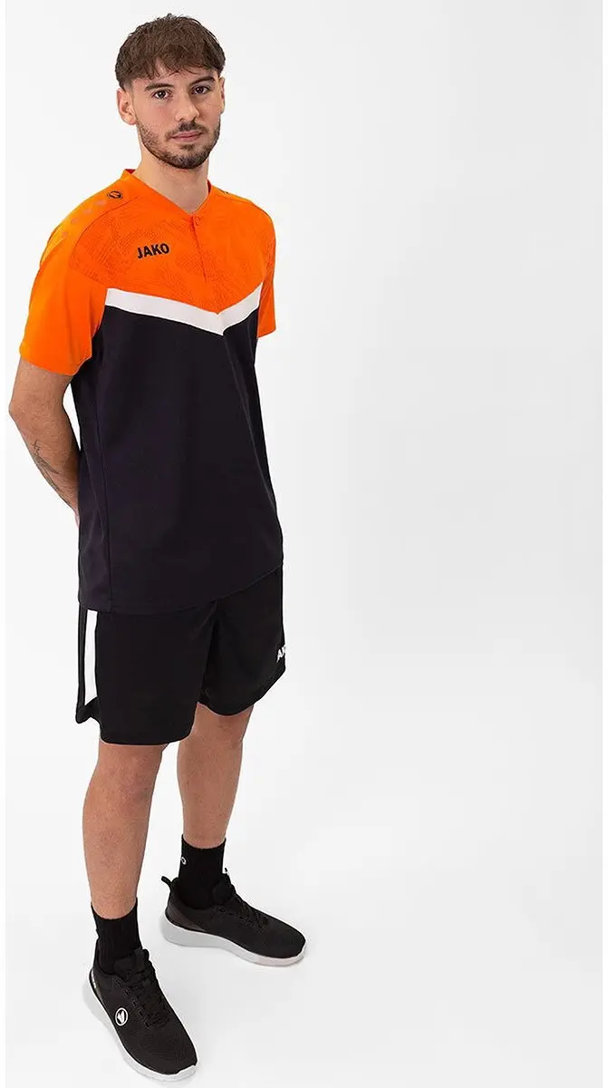 Jako Iconic Polo Heren M - Zwart/Fluo Oranje