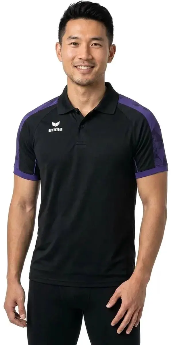 Erima Evo Star Polo Heren XL - Zwart/Violet