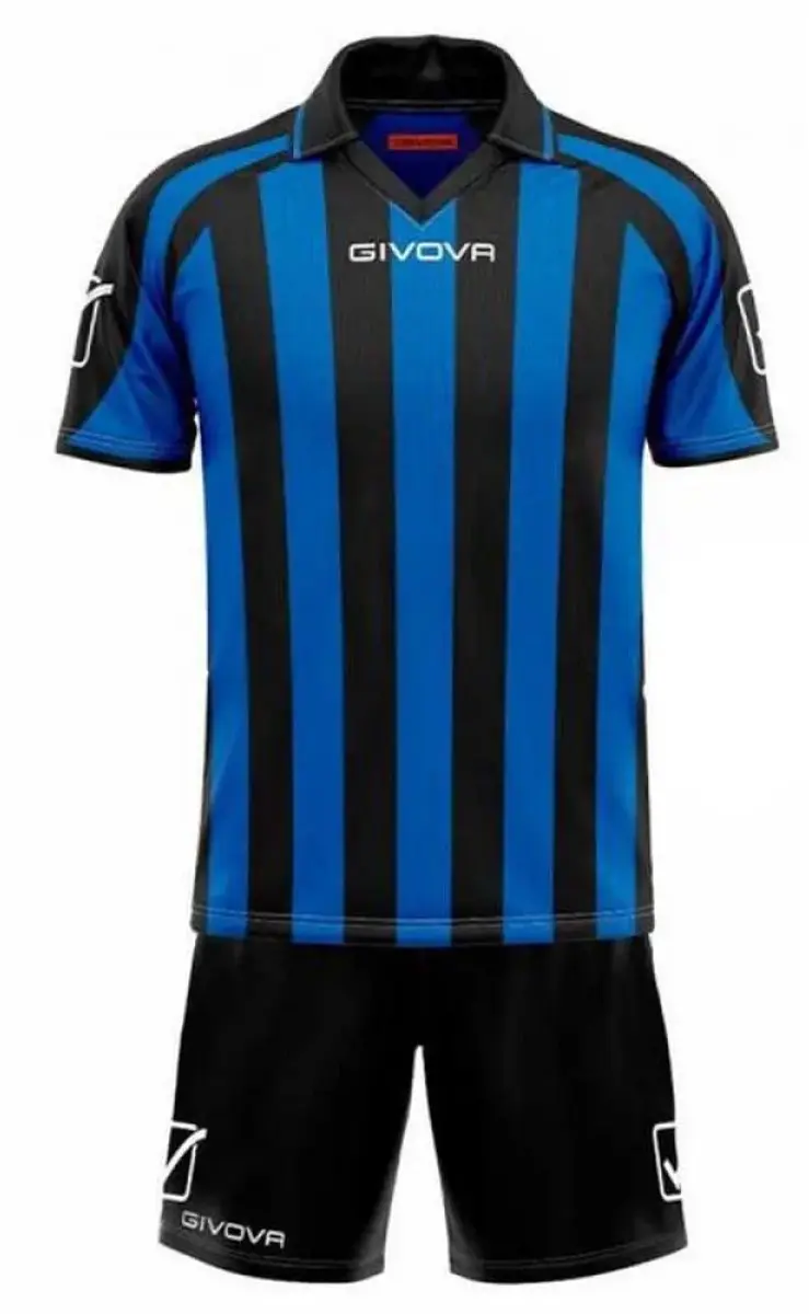 Givova Supporter MC Set - Korte Broek & Shirt 8-10 jaar - Blauw/Zwart