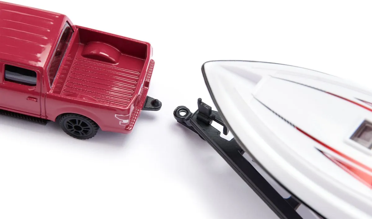 SIKU 2568 Ford F-150 Met Drijvende Boot - 1:55 - Rood/Wit