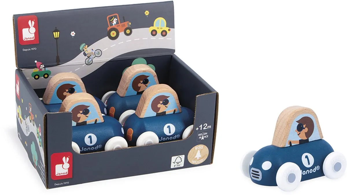 Janod Cross Roads Houten Sportauto 11.5943 - Blauw - afbeelding 6 van 6