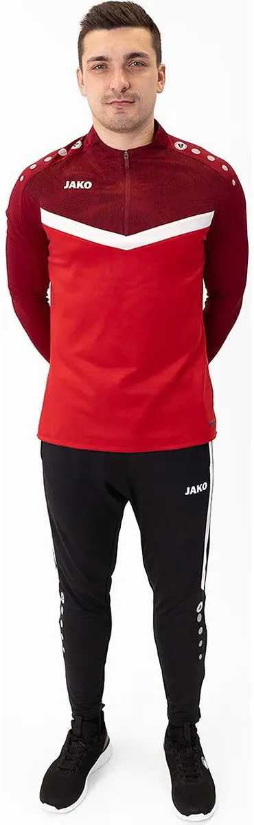 JAKO Ziptop Iconic Trainingssweater Heren M - Rood/Wit
