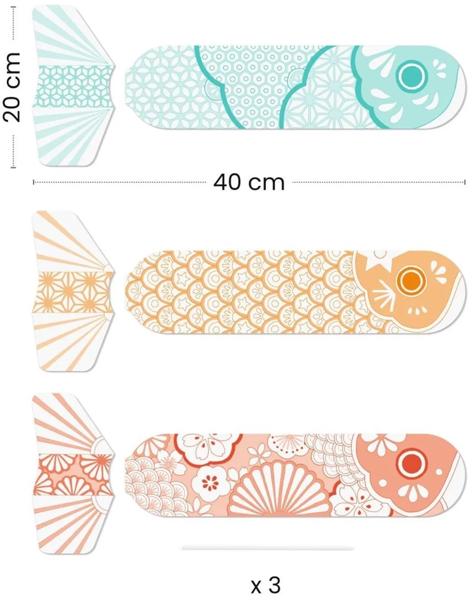 Djeco Koinobori Vissenvlaggen Set - 3 Stuks - Multicolor