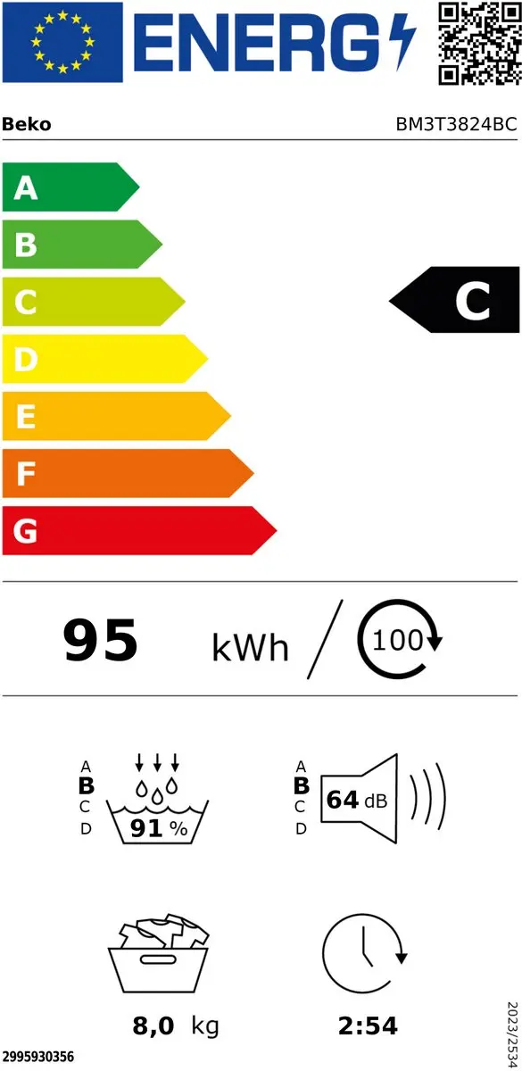 Beko BM3T3824BC Wasdroger 8kg - Wit - afbeelding 2 van 6