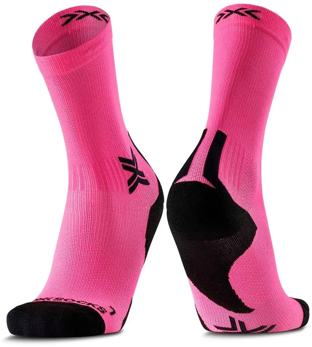 X-Socks Run Discover Crew Hardloopsokken Fluo Roze/X Zwart 45-47