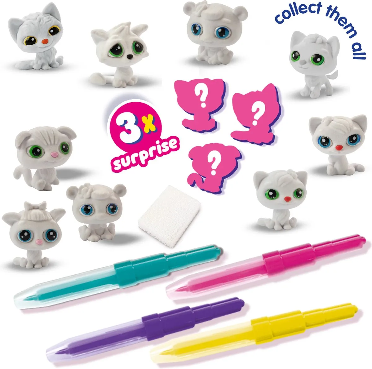SES Creative Blow Airbrush Pens Kittens Surprise - 4 Pennen - 3 Katjes