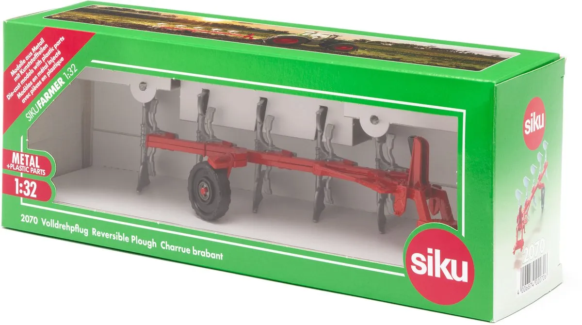 SIKU 2070 Omkeerbare Ploeg 1:32 - Metaal/Kunststof - Rood