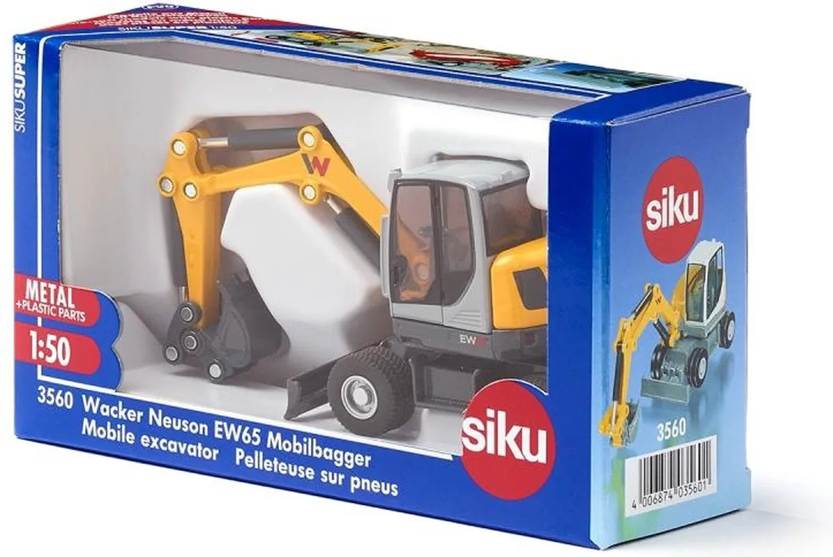 SIKU 3560 Graafmachine Wacker Neuson EW65 - 1:50 - Geel