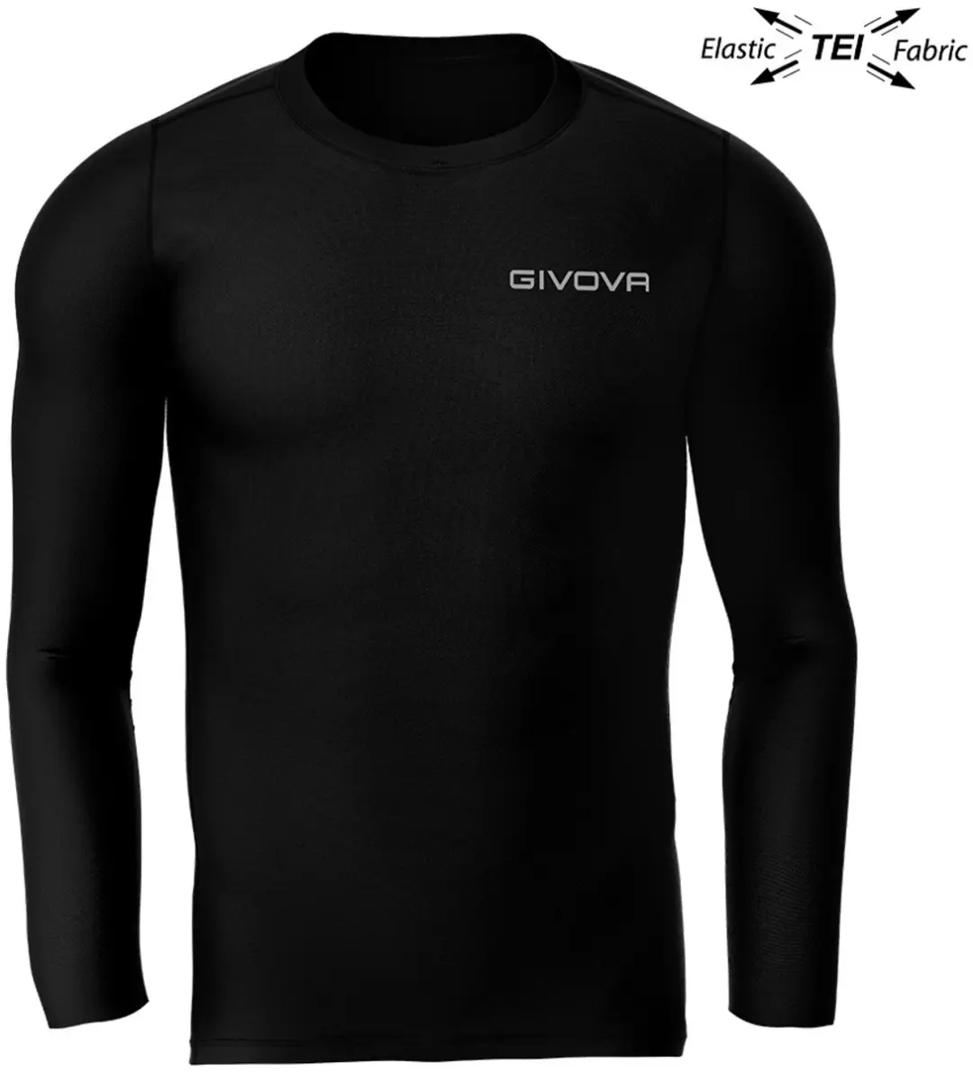 Thermoshirt zwart lange mouwen GIVOVA, Maat 2XS (140/146)