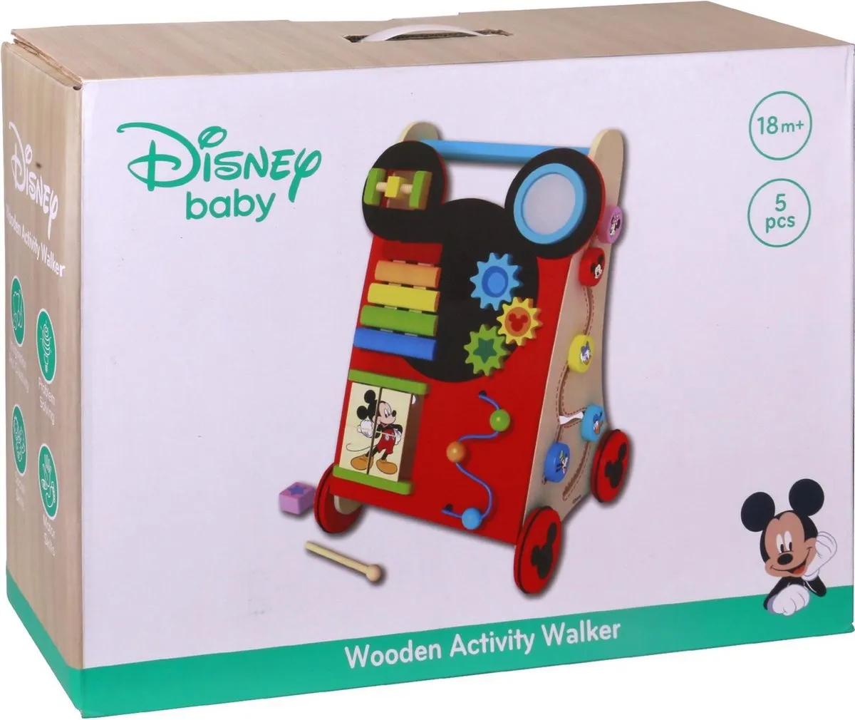 Disney Mickey Mouse Houten Activiteitenloopwagen Multicolor