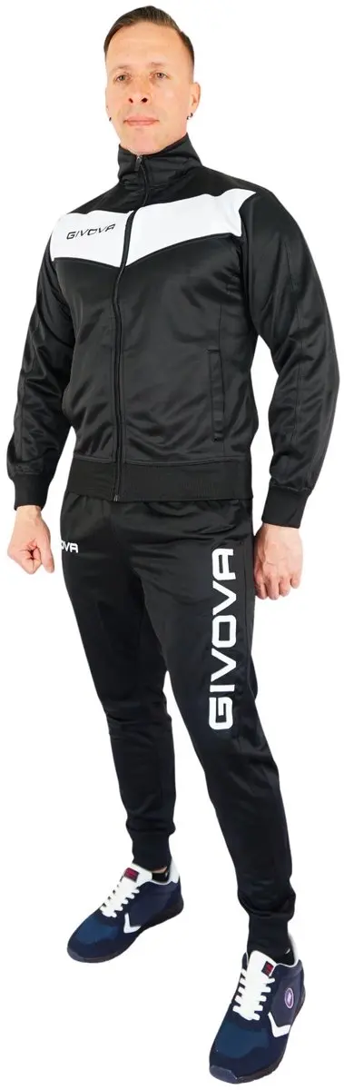 Givova Visa Glans Trainingspak XL - Zwart/Wit