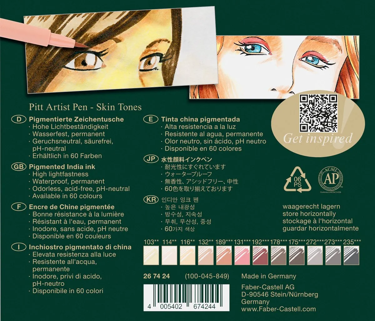 Faber-Castell Pitt Artist Pen Skin FC-267424 - 12 Stuks