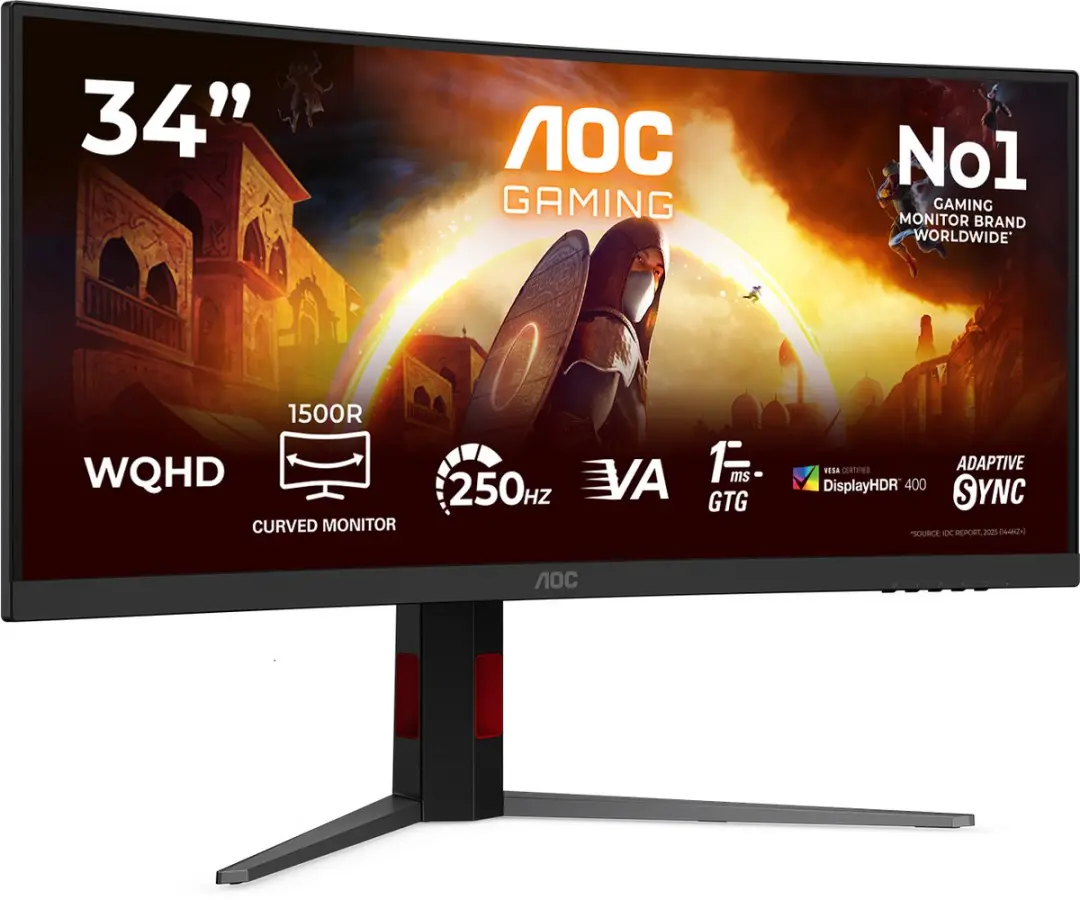 AOC G4 CU34G4ZCA Monitor 34" WQHD - 2x HDMI 2.1 - Zwart/Rood - afbeelding 6 van 6