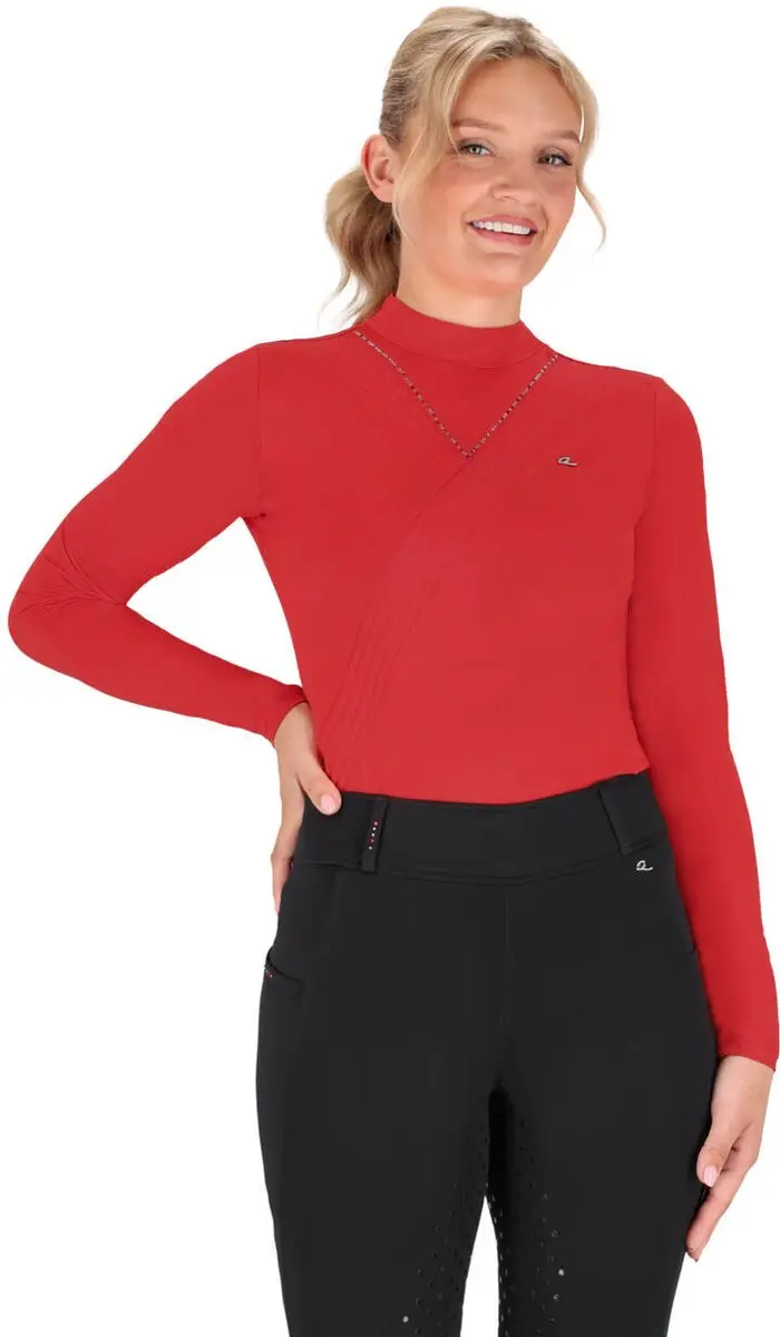 Qhp Sportshirt lange mouwen Oakleigh Sunset Red