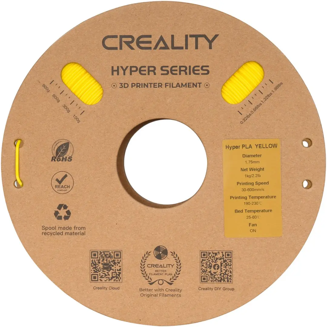 Creality Hyper PLA 3D-Printer Filament 1,75mm - 1kg - Transparent Geel