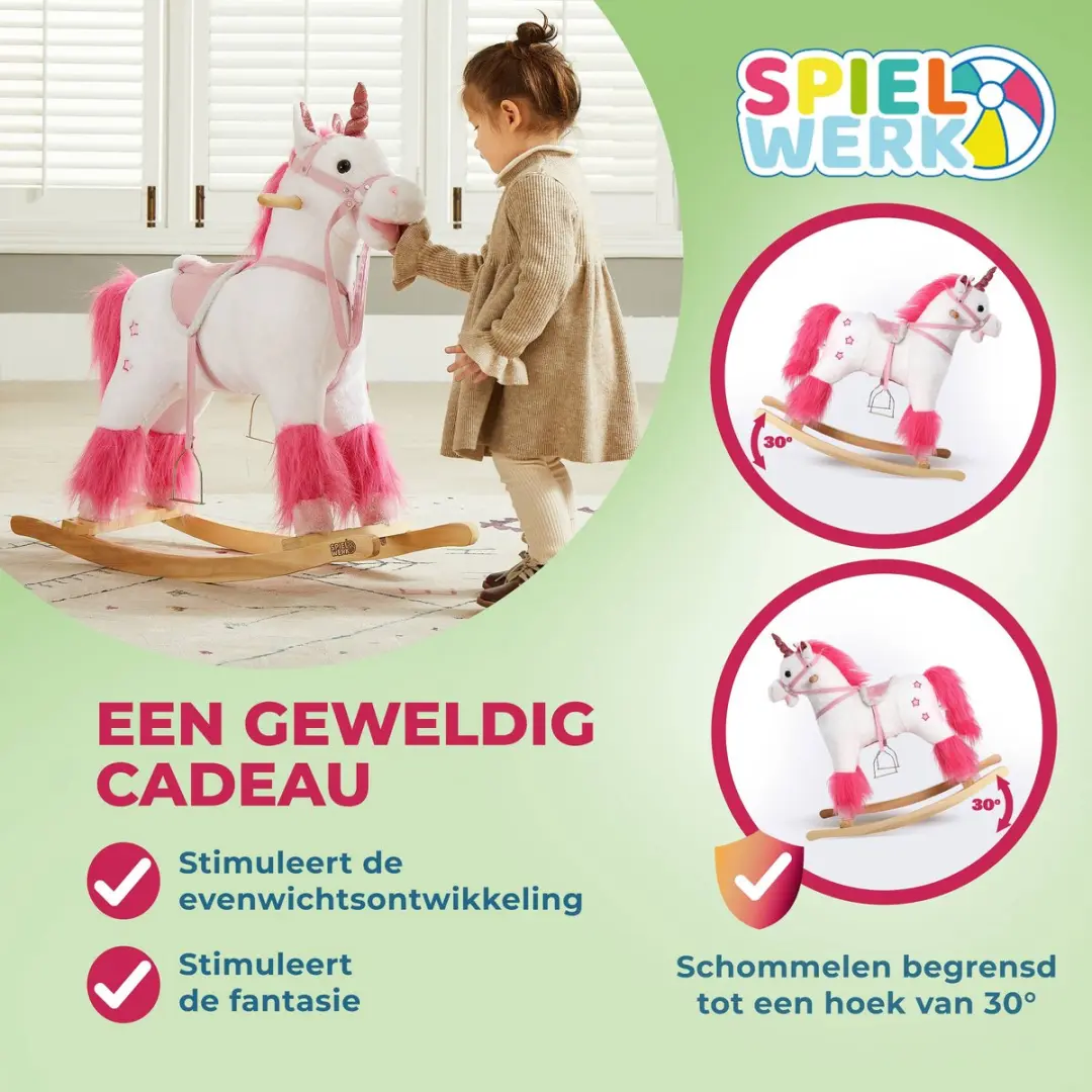 Deuba Hobbelfiguur Eenhoorn Stijgbeugel - MPN 105493 - Wit/Roz - afbeelding 3 van 6