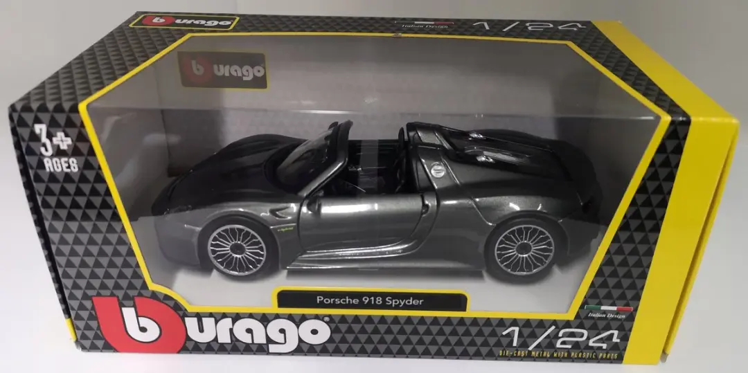 Bburago Porsche 918 Spyder 1:24 Model - Grijs - afbeelding 6 van 6