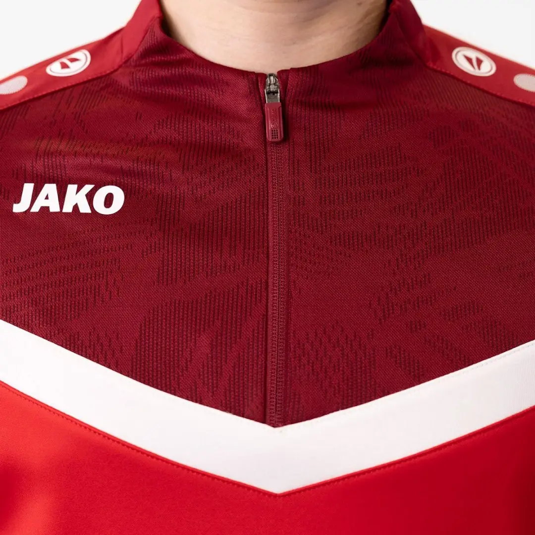 JAKO Iconic Ziptop Trainingssweater Junior 128 - Rood/Wit - afbeelding 6 van 6