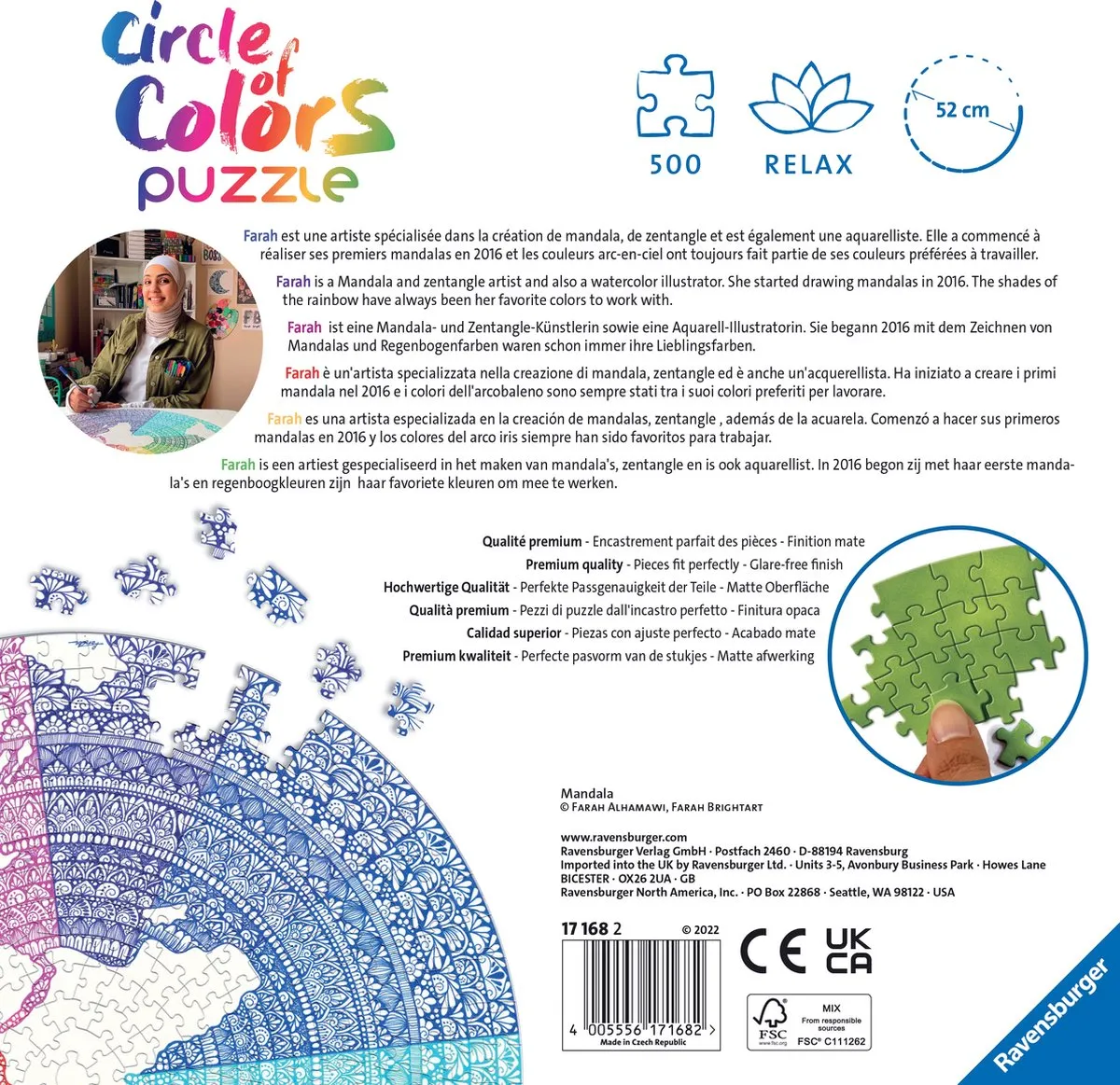 Ravensburger Round Puzzle Circle of Colors 500 Stuks - Multicolor