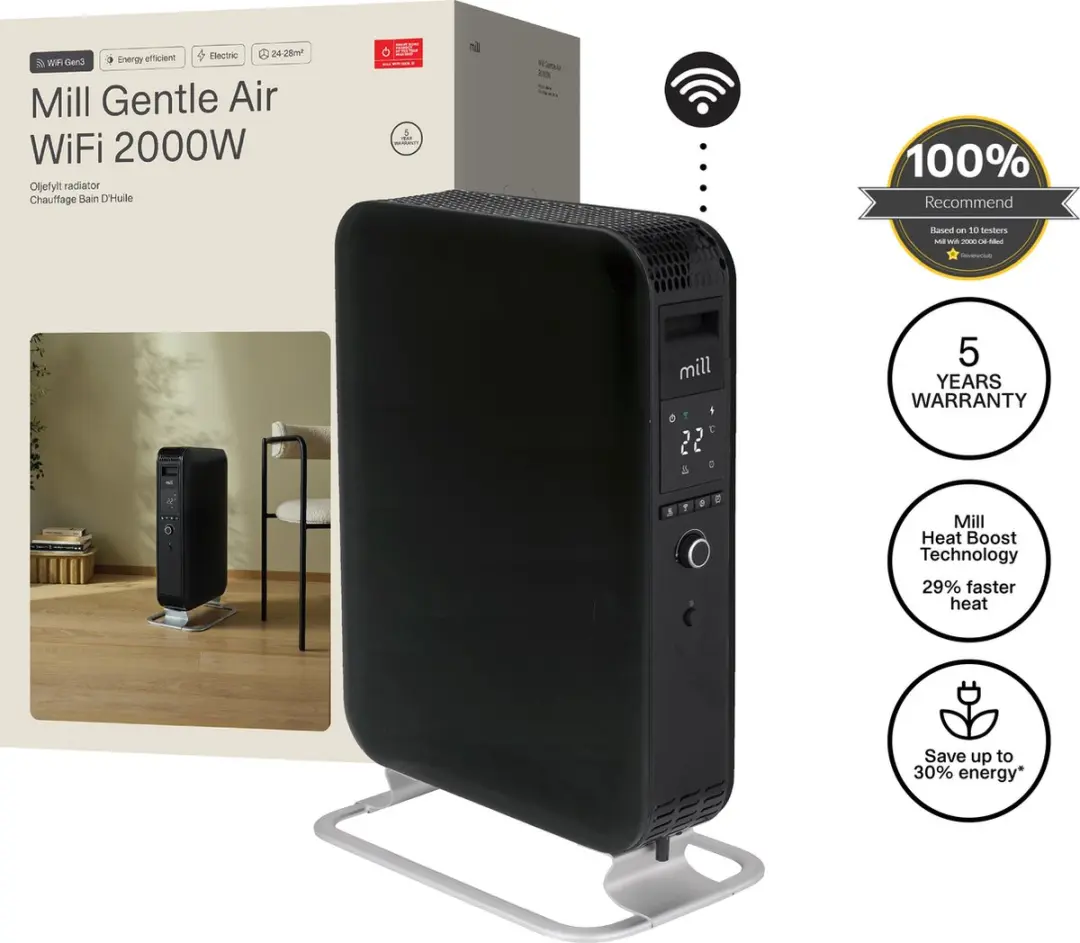 Mill Gentle Air OIL2000WIFI3 Olieradiator 2000W - Zwart - afbeelding 6 van 6