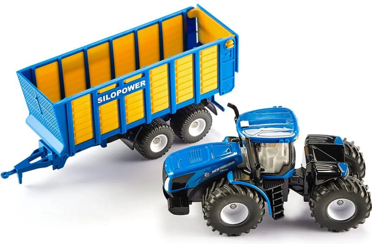 SIKU 1947 New Holland Tractor met Silagewagen 1:50 - Blauw/Geel