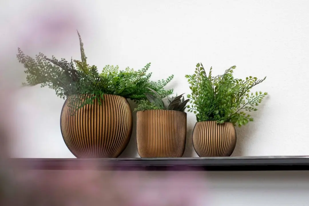 Capi Europe Vaas Bol Groove BGVGB104 - 30x25cm - Goud - afbeelding 6 van 6