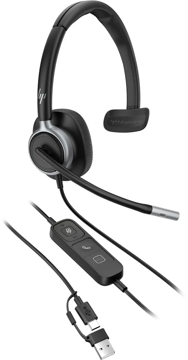 Poly Mission 615 Monaural Headset - Zwart - afbeelding 5 van 6