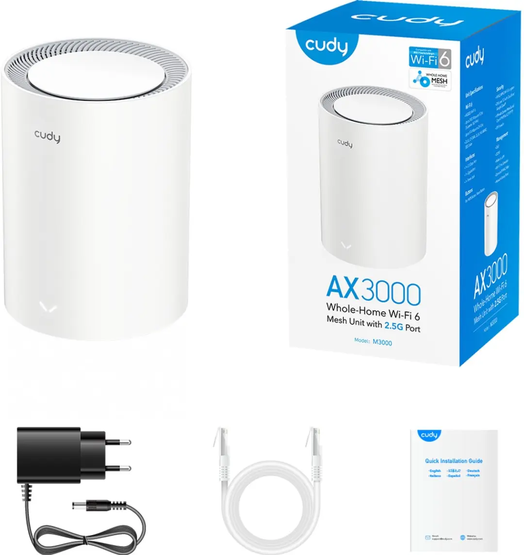 Cudy M3000 AX3000 Wi-Fi 6 Router - 2x Ethernet - Zwart - afbeelding 6 van 6